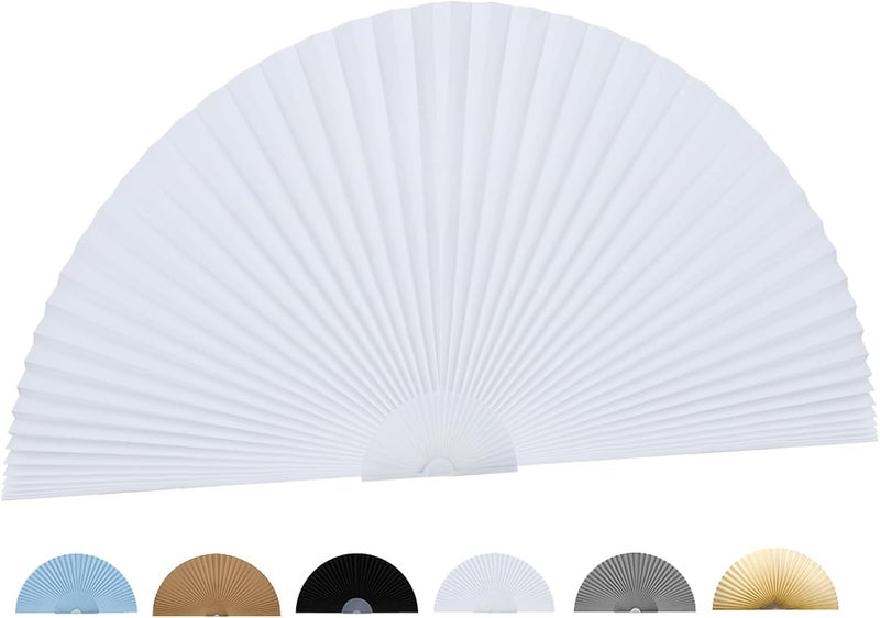 Jlong Arch Small Window Shade Curtains Half Circle Moon Pleated Blinds Semi Circle Temporary Light Filtering Pleated Paper Shades Half Round Window Covering Easy to Cut and Install (1, White, 24x12Inches) - Image 1